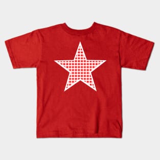 Red and White Gingham Star Kids T-Shirt